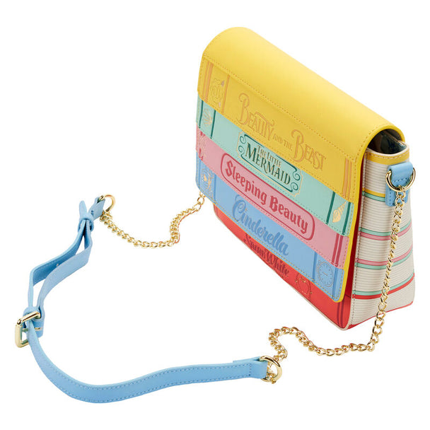Détail de la chaîne d'épaule métallique dorée brillante du sac Loungefly Disney Princess