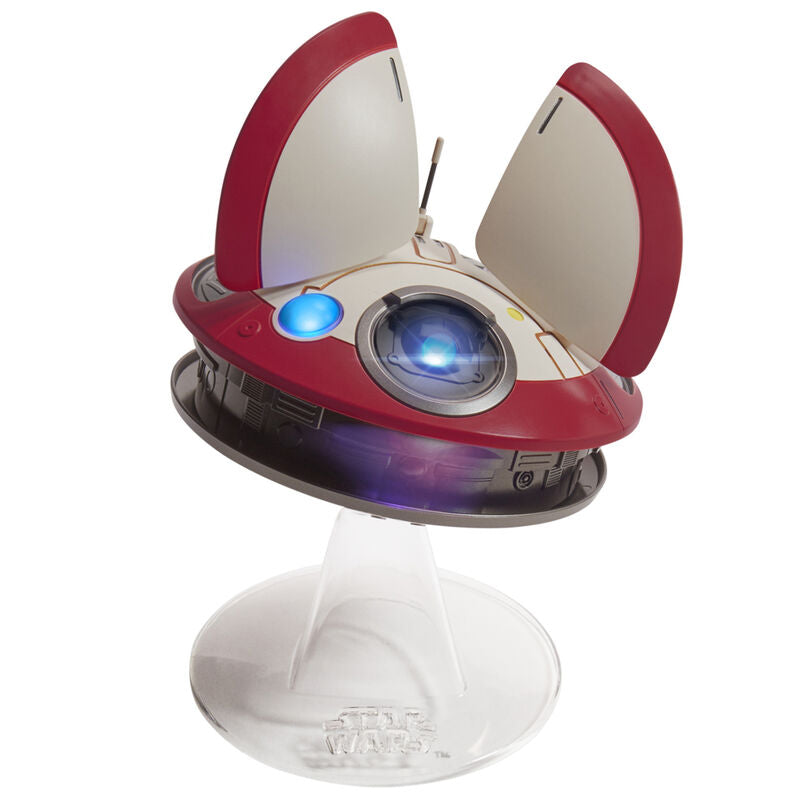 Détail des panneaux mobiles sur la tête de la figurine animatronique Obi-Wan Kenobi.
