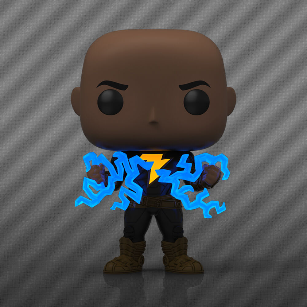 Vue latérale gauche de la figurine Funko POP Black Adam montrant les détails du costume