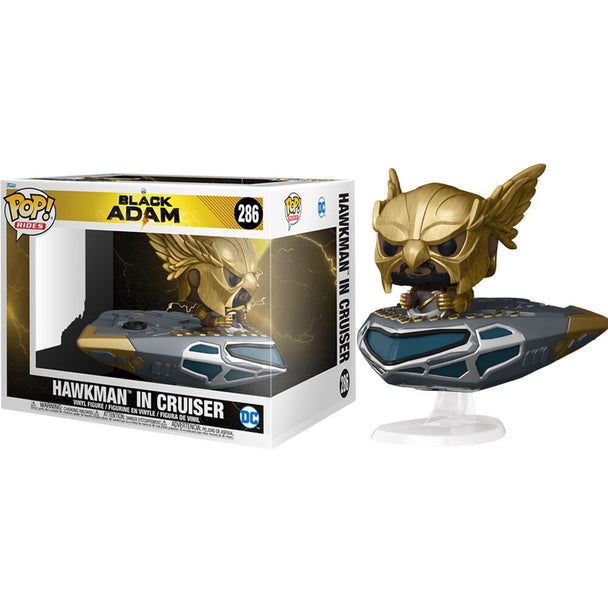 Figurine POP FUNKO Black Adam en Cruiser vue de face avec détails précis et couleurs vives