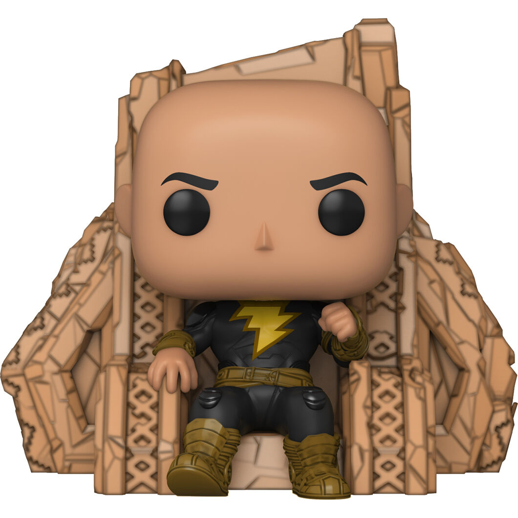 Zoom sur les détails du visage et du costume de la figurine POP Black Adam, soulignant la qualité de fabrication FUNKO