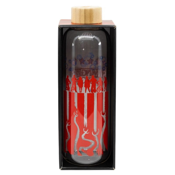 Bouteille en verre Stranger Things de 1030ml avec bouchon hermétique et design personnages de la série