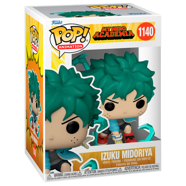 Boîte cadeau officielle Funko POP contenant la figurine Izuku Midoriya de 9 cm, avec illustrations colorées du personnage