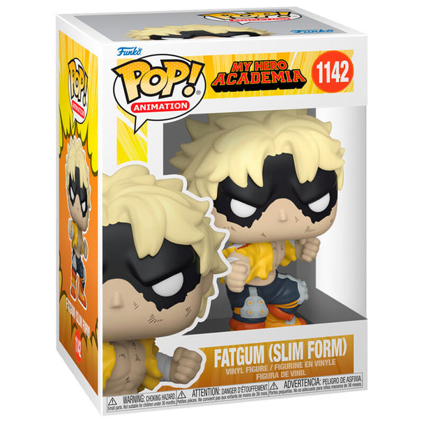 Boîte cadeau officielle de la figurine Funko POP FatGum, mettant en avant le personnage et le logo My Hero Academia