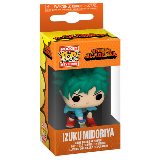 Vue latérale du porte-clés Izuku Midoriya My Hero Academia montrant la finition soignée de la figurine
