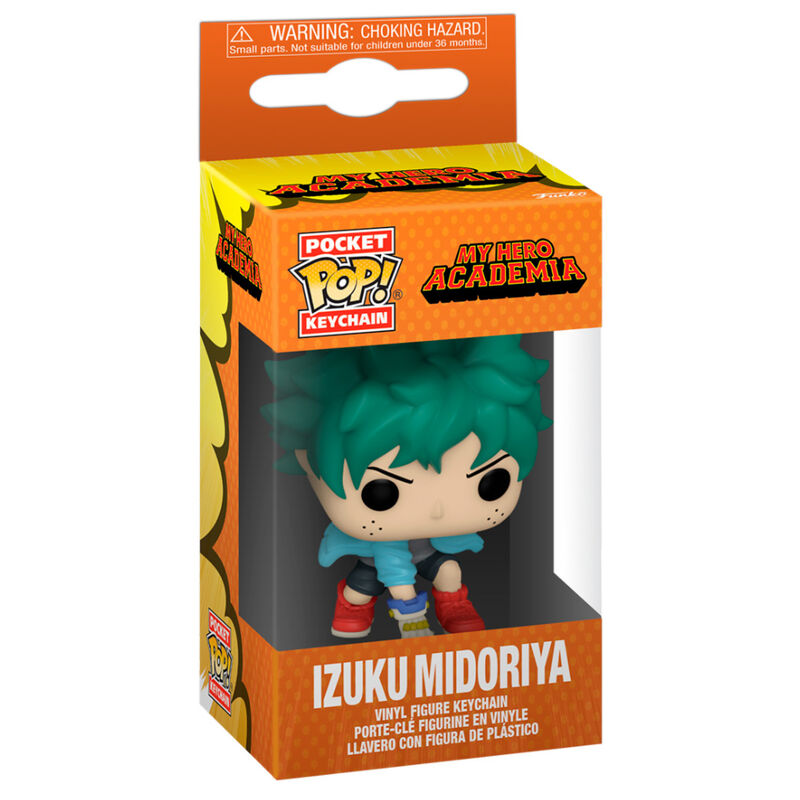 Vue latérale du porte-clés Izuku Midoriya My Hero Academia montrant la finition soignée de la figurine