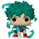 Figurine Izuku Midoriya Funko POP vue de côté montrant la posture dynamique et les détails du visage expressif