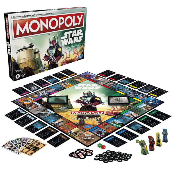 Boîte du jeu Monopoly Boba Fett Star Wars en version espagnole par HASBRO, vue de face