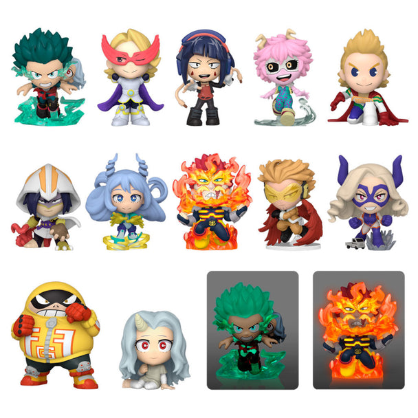 Emballage des figurines Funko Mystery Minis My Hero Academia Série 9 avec design coloré et logo officiel