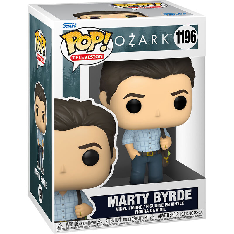 Présentation de la boîte cadeau de la figurine Funko POP Marty Byrde Ozark avec design soigné