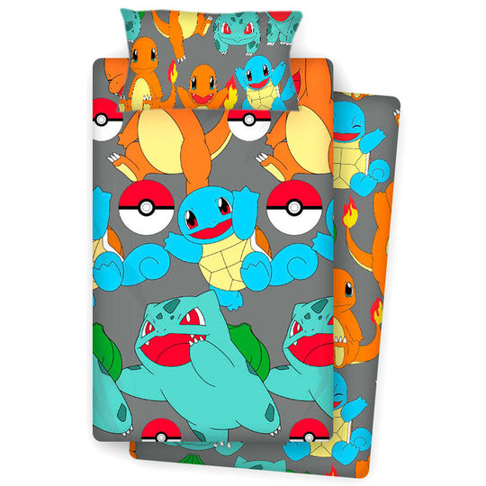 Parure de lit Pokémon Nintendo pour lit 90cm avec drap plat, drap housse et taie d'oreiller colorés et confortables.