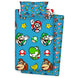 Parure de lit Super Mario Bros déployée sur un lit 90cm avec motifs colorés Nintendo