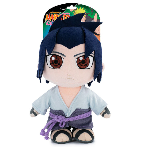 Peluche officielle Sasuke Uchiha de Naruto Shippuden, haute de 27 cm, avec détails précis et tissu doux, fabriquée par PIERROT.