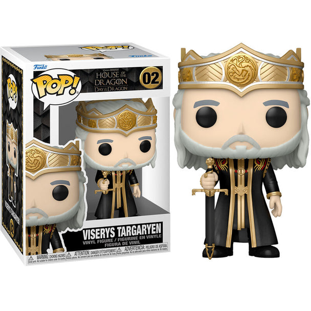 Figurine Funko POP Viserys Targaryen de 9 cm avec détails précis dans sa boîte cadeau