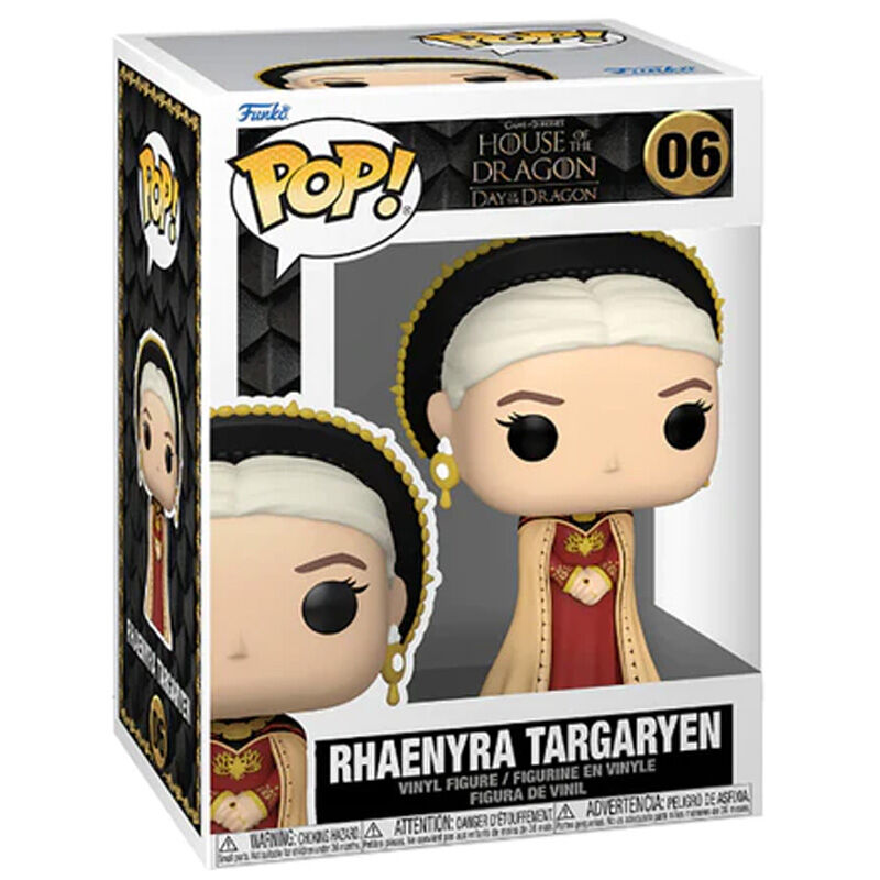 Vue latérale de la figurine Funko POP Rhaenyra Targaryen montrant son costume fidèle à la série House of the Dragon
