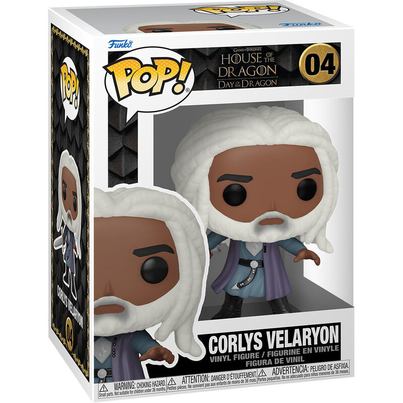 Emballage de la figurine Funko POP Corlys Velaryon, parfait pour collectionneurs Game of Thrones