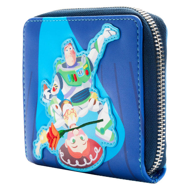 Vue du portefeuille Loungefly Toy Story ouvert montrant la doublure intérieure à motif coordonné