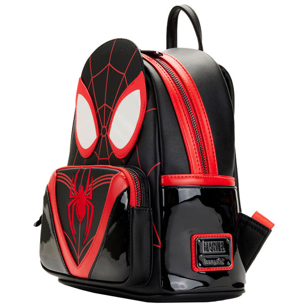 Zoom sur les bandoulières ajustables en cuir vegan du sac à dos Loungefly Spider-Man Miles Morales