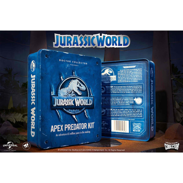 Coffret métallique Jurassic World Apex Predator avec guide officiel et accessoires exclusifs DOCTOR COLLECTOR