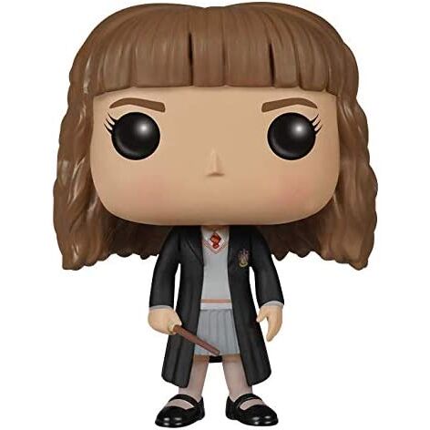 Détail rapproché de la figurine Hermione Granger POP montrant les finitions précises du visage
