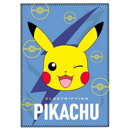 Couverture polaire Pokémon Pikachu officielle NINTENDO en polyester doux, dimensions 100x140 cm, parfaite pour un usage quotidien.