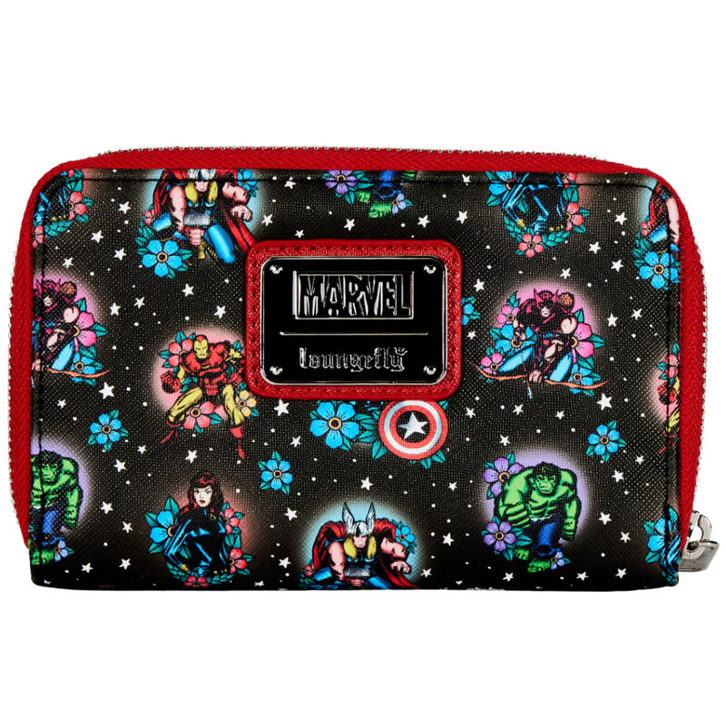 Détails imprimés Marvel Avengers sur la doublure assortie du portefeuille Loungefly