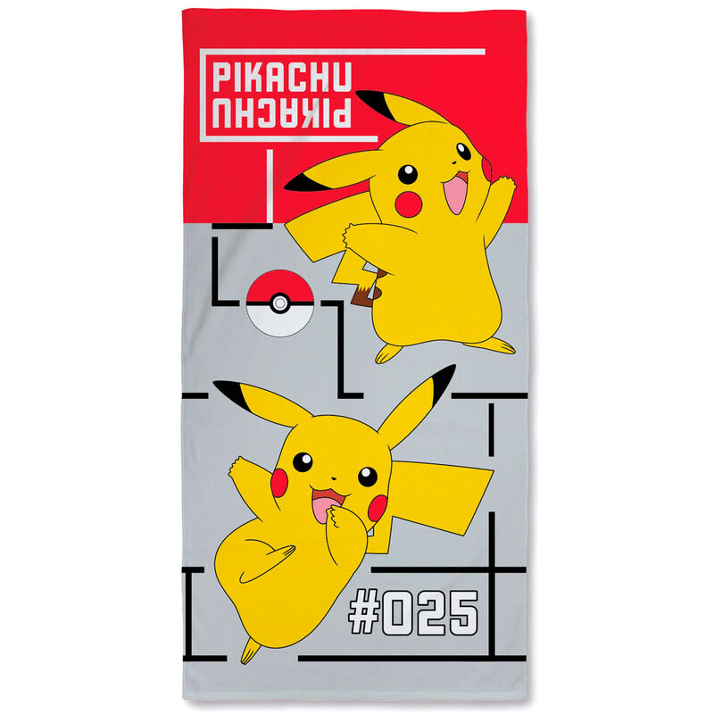 Serviette de plage Pikachu Nintendo en coton 140x70cm avec design coloré et doux au toucher