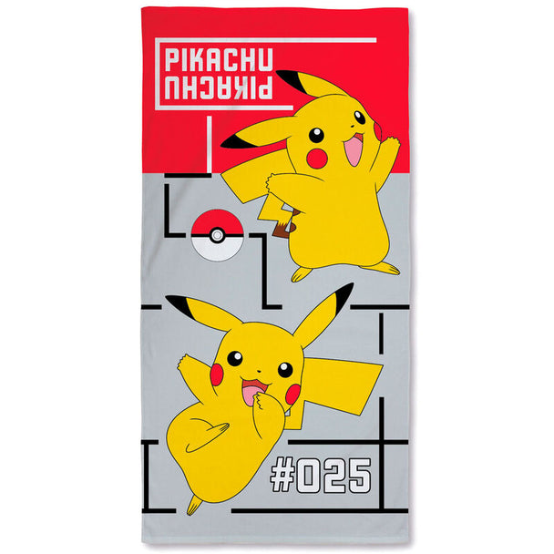 Serviette de plage Pikachu Nintendo en coton 140x70cm avec design coloré et doux au toucher