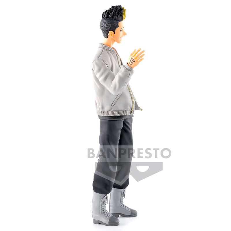 Détail du visage expressif de la figurine Shuji Hanma Tokyo Revengers, haute qualité
