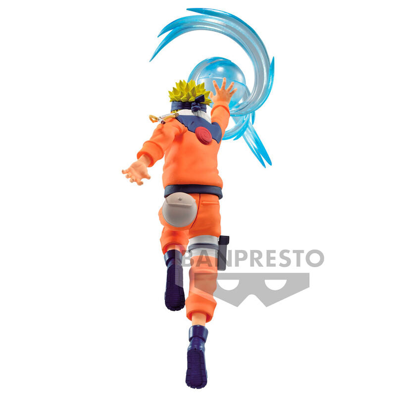 Présentation complète de la figurine Naruto Uzumaki avec éclairage mettant en valeur ses finitions