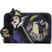 Portefeuille Loungefly Disney Reine Maléfique vu de face avec zip fermé et détails glitter