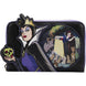 Portefeuille Loungefly Disney Reine Maléfique vu de face avec zip fermé et détails glitter