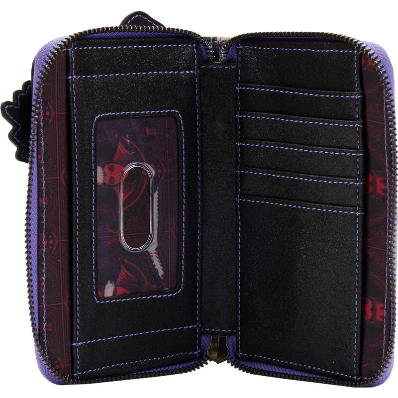 Vue arrière du portefeuille Loungefly Disney Reine Maléfique montrant le cuir vegan et la fermeture zip