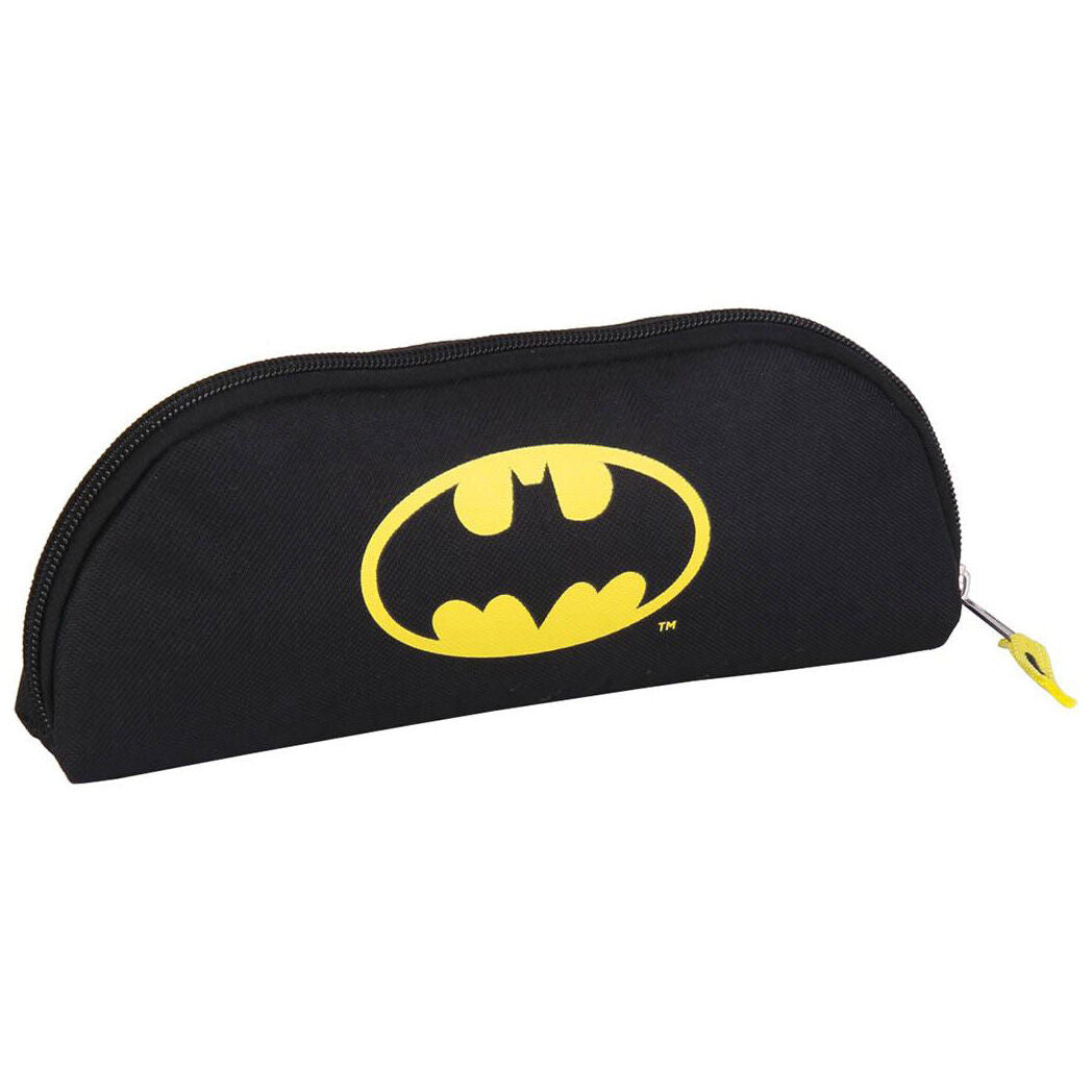 Zoom sur la fermeture éclair robuste de la trousse Batman CERDÁ aux couleurs DC Comics