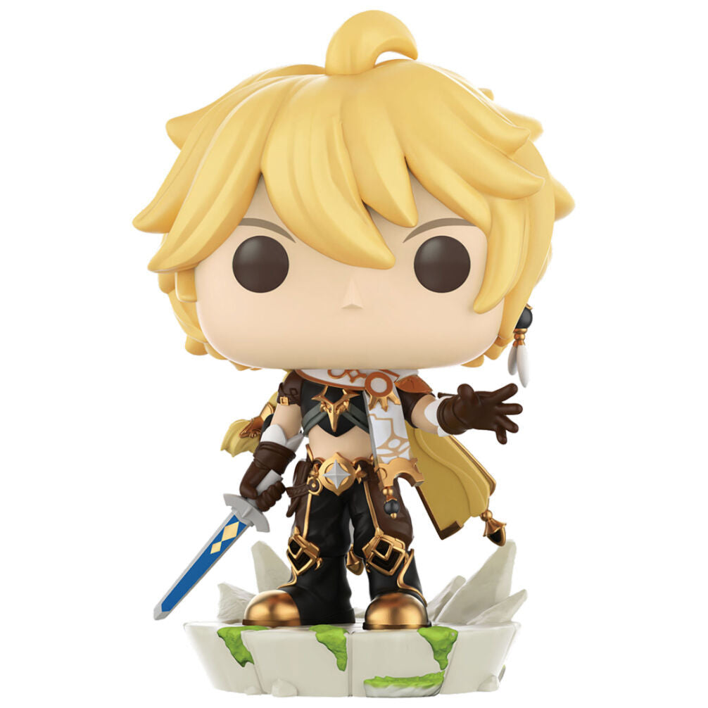 Vue de profil de la figurine Funko POP Aether, personnage principal de Genshin Impact