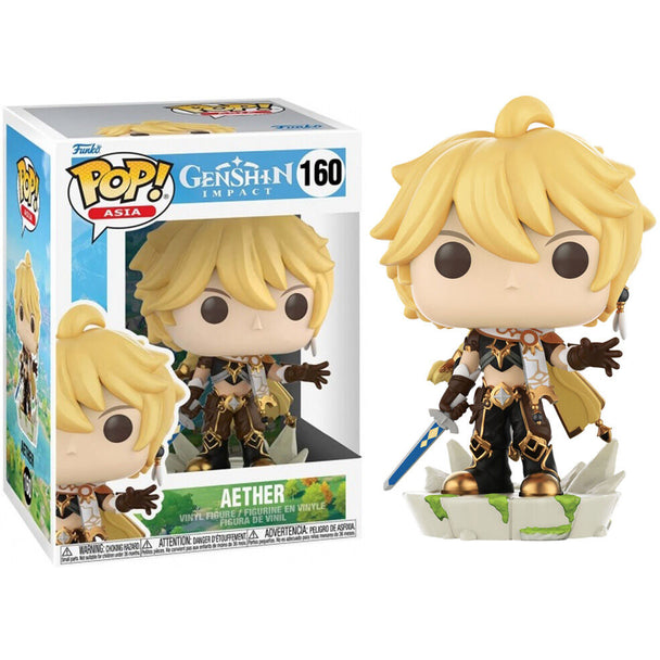 Boîte vitrine de la figurine Funko POP Aether Genshin Impact, idéale pour collectionneurs