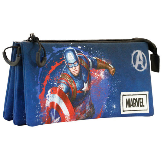 Trousse Marvel Captain America KARACTERMANIA vue de face avec trois compartiments fermés