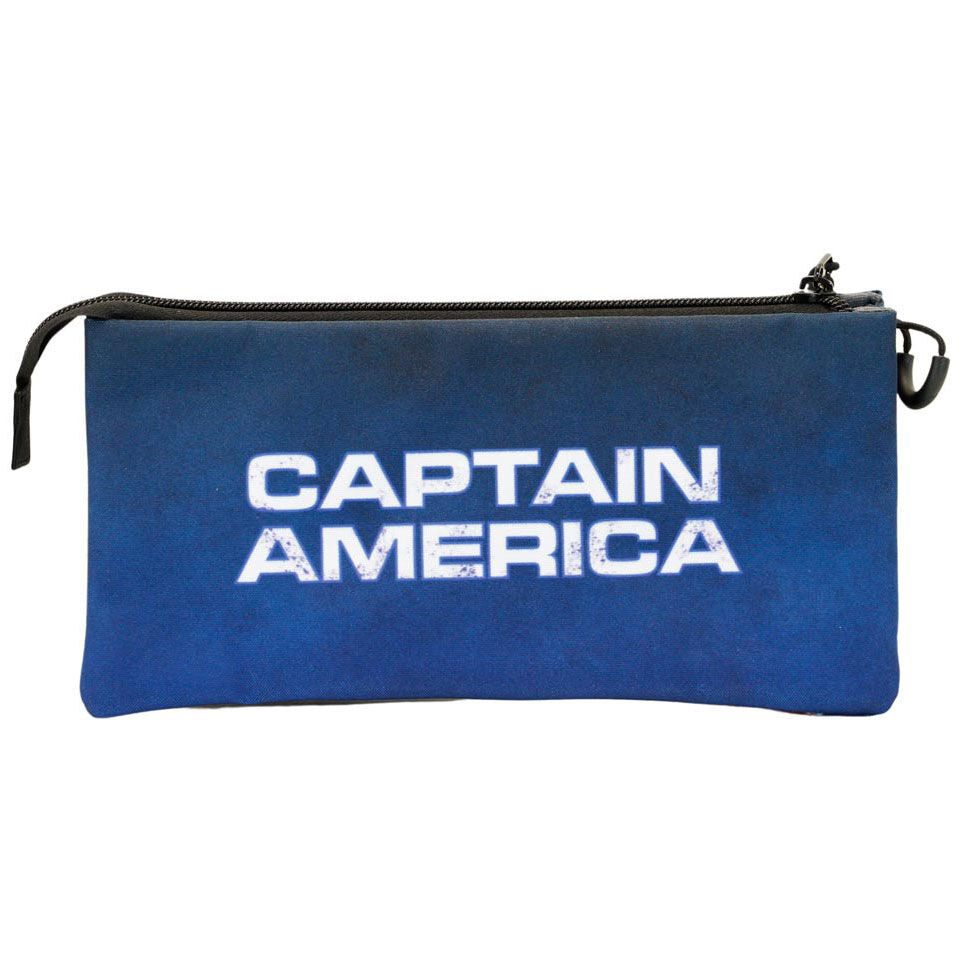 Trousse Captain America ouverte montrant le troisième compartiment avec sa propre fermeture éclair