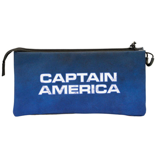 Trousse Captain America ouverte montrant le troisième compartiment avec sa propre fermeture éclair