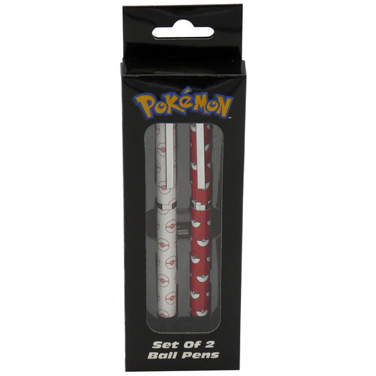 Lot de deux stylos à bille Pokémon avec design Pokéball, couleur rouge et blanche, marque CYP BRANDS