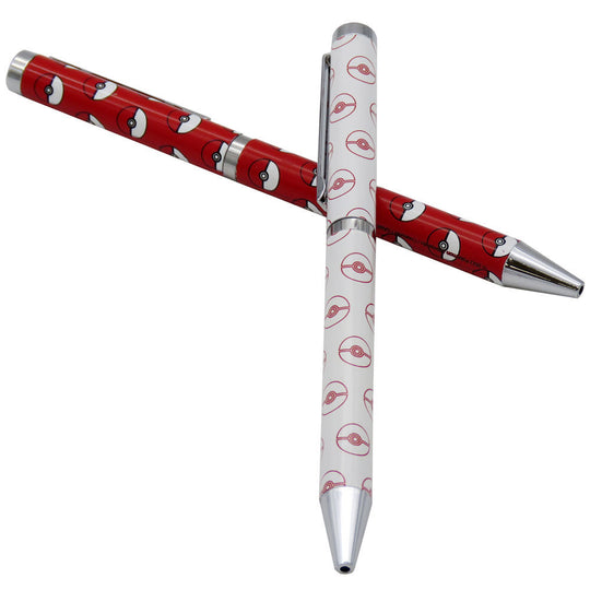 Stylo à bille Pokémon Pokéball en gros plan montrant les détails du design et la taille ergonomique