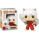 Vue rapprochée de la figurine Funko POP Inuyasha montrant les détails précis du visage et des vêtements.