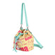 Sac à épaule Bulma Dragon Ball vue de face avec fermeture à corde et design coloré