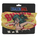 Snood Dragon Ball Bulma porté par un mannequin avec un fond neutre mettant en valeur le design coloré et détaillé.