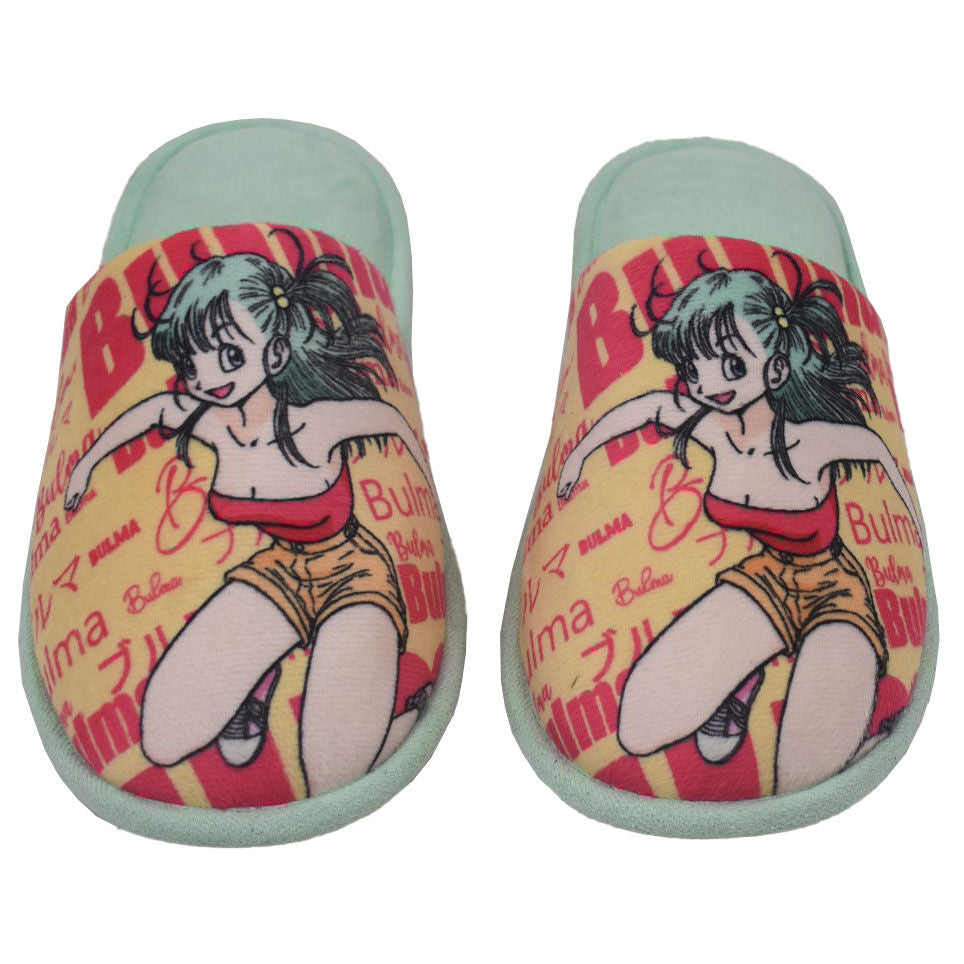Détail des chaussons Bulma Dragon Ball montrant la semelle antidérapante et la texture douce