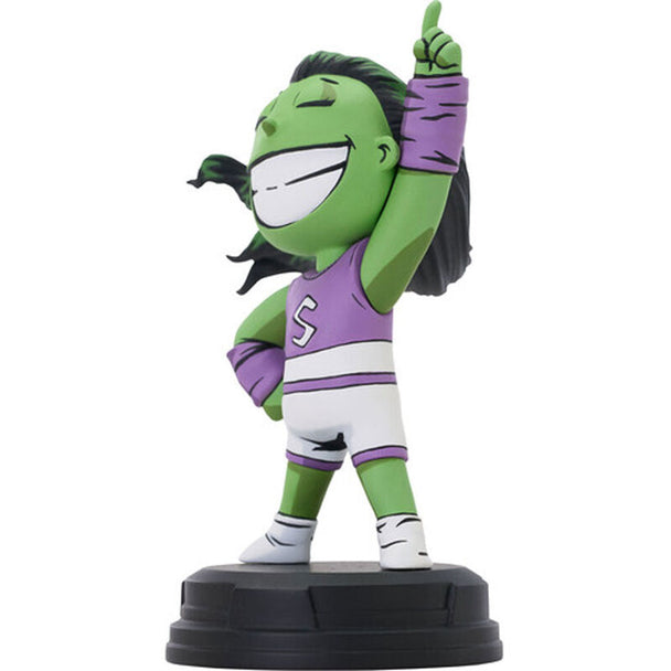 Détail du visage expressif de la figurine She-Hulk animée Marvel 13 cm