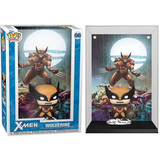 Figurine POP Funko Wolverine X-Men en position dynamique avec griffes déployées sur fond blanc