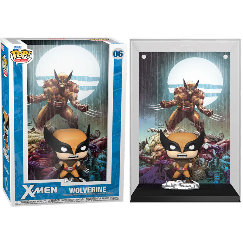 Figurine POP Funko Wolverine X-Men en position dynamique avec griffes déployées sur fond blanc
