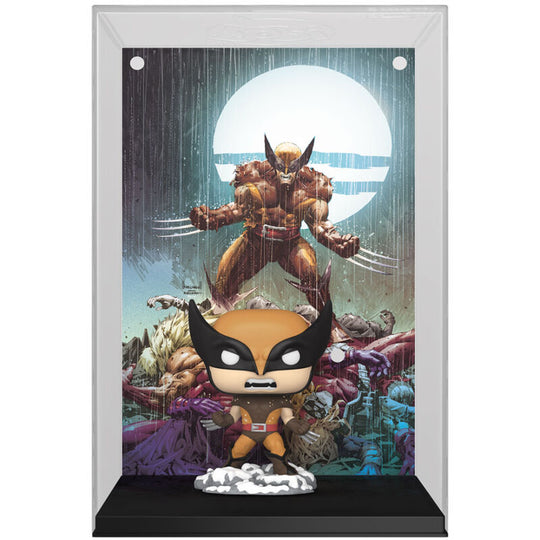 Vue rapprochée de la figurine Wolverine POP Comic Covers montrant les détails colorés et le design unique