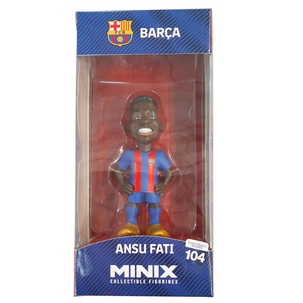 Figurine MINIX Ansu Fati du FC Barcelona de 12 cm en tenue officielle, vue de face avec détails précis.